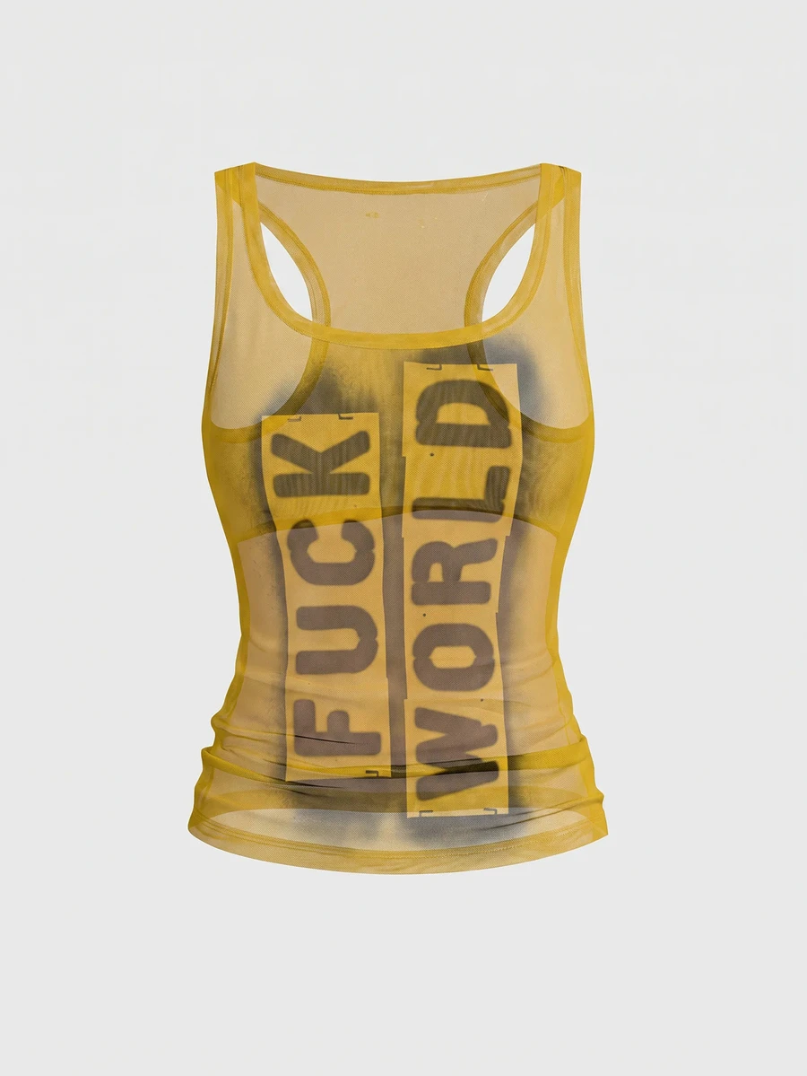 ROMWE Grunge Punk Vintage Sexy Street Slogan Yellow Sheer Mesh Tank Top For Women - Yellow - View 1