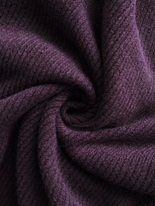 Roveilla Autumn/Winter Fashion Asymmetric Design Fitted Asymmetrical Gold Button Decor Pullover Sweater - Purple - View 3