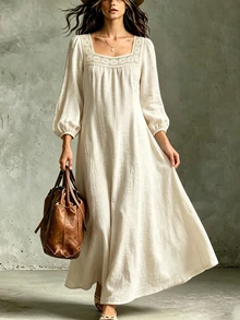 EMERY ROSE Women's Woven Casual Fall Long Dress - Apricot - View 5