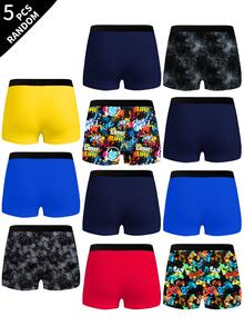 [5 Random Pieces]Boys' Boxer Briefs, Various Game Console Elements, Soft Skin-Friendly Fabric, Suitable For Boys Autumn Winter - Multicolor - View 2
