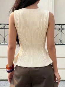 Siren Gaze Women's Solid Color Casual Versatile Daily Knit Top - White - View 5