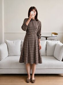 Yumoku Women's Casual Plaid Midi Dress, Autumn - Multicolor - View 6