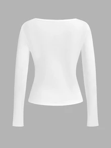 Tseoso 2pcs Henley Collar Button Front Long Sleeve T-Shirt Set (Black & White) - Suitable For Autumn, Winter, Spring, Combining Casual Vintage Classic, Sweet Girl And Minimalist Fresh Styles - Black and White - View 8