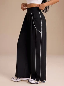 SHEIN Dewbera Women's Colorblock Casual Versatile Daily Travel Sports Long Pants - Multicolor - View 4
