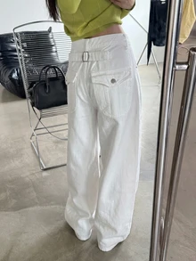 DAZY 女款夏季休閒百搭日常穿著牛仔褲 - 白色 - 查看 8
