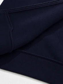 SHEIN 青少年男孩極簡街頭風秋冬休閒日常穿著校園拉鍊連帽衛衣 - 藏蓝色 - 查看 7