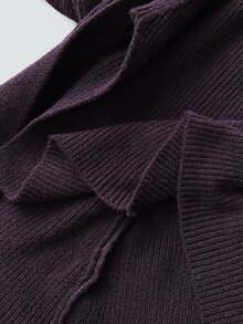 Roveilla Autumn/Winter Fashion Asymmetric Design Fitted Asymmetrical Gold Button Decor Pullover Sweater - Purple - View 8