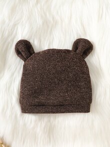 SHEIN 新款灰色可愛大象刺繡長袖連身衣，適合男嬰與女嬰 - 棕色 - 查看 3
