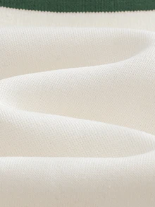 Cozy Pixies 嬰兒新生兒熊圖案對比色 Polo 領長袖運動衫與長褲套裝 - 墨綠色 - 查看 3