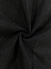 SHEIN Vintage Gold Diagonal Button Camisole Top For Women, V-Neck, Cinched Waist, Ruffle Hem, Slim Fit, Sexy Crop Top - Black - View 6