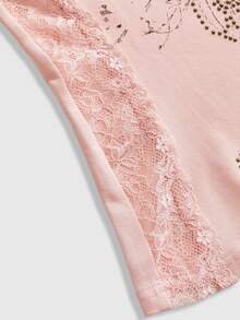 ROMWE Grunge Punk Women's Gray Pink Eyelet Rhinestone Bronze Lace Sexy Streetwear Tank Top - Baby Pink - View 5