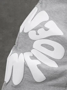 SLATEMANN Men's Letter Print Hoodie And Sweatpants Set - Grey - View 4