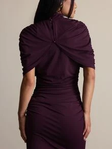 COSMINA Women's Casual Elegant Purple-Red Party Dress - Redwood - View 3