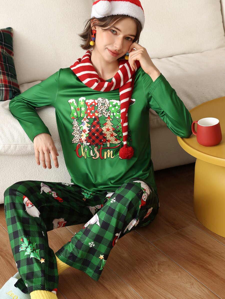 Chillnights PJS13 Women's Pajama Set Milk Silk 160g Digital Print - Green - View 1
