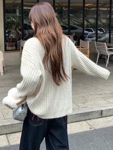 DAZY Women's High Neck Solid Color Korean Style Autumn/Winter Long Sleeve Sweater - White - View 2