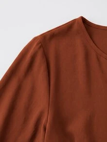 SHEIN 女款編織休閒度假風秋季洋裝 - 亮橙色 - 查看 4