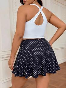 SHEIN Sports Women's Plus Size Polka Dot Casual Versatile Daily Wear Sports Skort - Multicolor - View 2