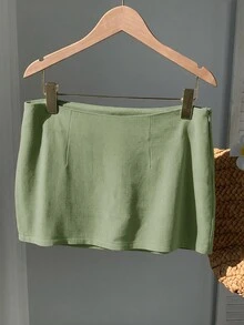 SHEIN EZwear 女款休閒舒適薄荷綠裙子 - 綠色 - 查看 2