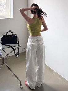 DAZY 女款夏季休閒百搭日常穿著牛仔褲 - 白色 - 查看 6