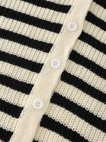 LUMIGAL Women's Casual Contrast Striped Cardigan, Autumn/Winter - Multicolor - View 4