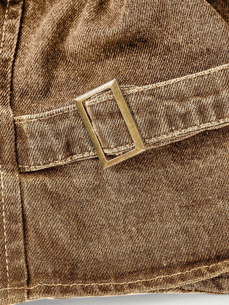 Sweetra Elegant Sophisticated Women's Denim Outfit For Outings - Brown - View 6