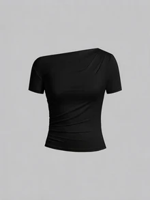 SHEIN Clasi 女款波點百褶修身百搭日常休閒短袖T恤 3件組 - 彩色 - 查看 4