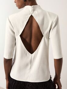 MERLEAU Women's Modern Textured Solid Color Elegant Top Street Style Hot Girl - Silver - View 3