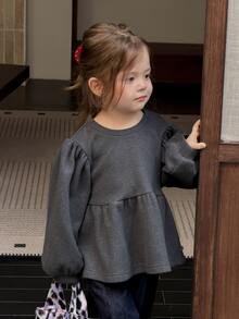 Dazy Kids Sweatshirt Lengan Panjang Leher Bulat untuk Bayi/Balita (Perempuan) Musim Gugur/Dingin - Grey - View 8