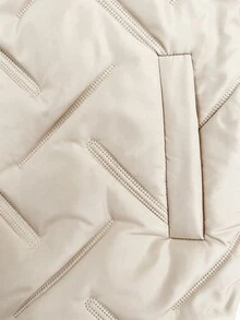 SHEIN Holidaya Women's Autumn/Winter Long Sleeve Padded Coat, Beige Color, Long Length, Loose Casual Fit, Textured Floral Pattern, With Pockets Club Everyday - Apricot - View 9