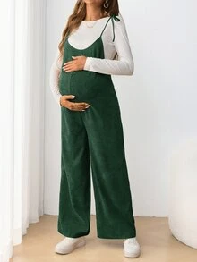 SHEIN 孕婦休閒細肩帶蝴蝶結修身長版連身褲 - 薄荷綠 - 查看 4