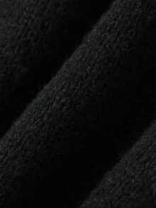 DAZY Black Round Neck Plaid Patchwork Cuff Button Long Sleeve Casual Knit 2 In 1 Cardigan Sweater Fall - Black - View 4