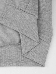 EMERY ROSE Plus Size Women's Solid Color Casual Western Daily Wear Hooded Sweatshirt Autumn Formal Vacation Grey - Grey - View 7