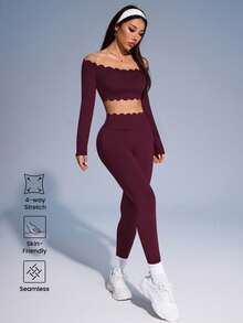 SHEIN Velisys Casual Sexy Fashion Lace Women Sports Sets For Running Yoga - Multicolor - View 5