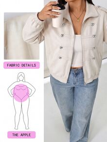 Solflare 大尺碼休閒百搭外套，秋季 - 杏色 - 查看 1