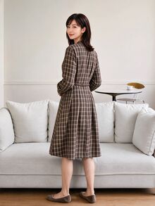 Yumoku Women's Casual Plaid Midi Dress, Autumn - Multicolor - View 2