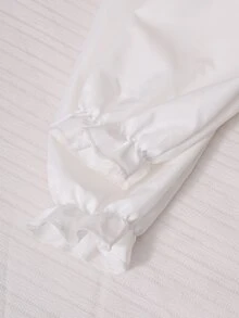 SHEIN Elladie kids 女童格紋 2 合 1 連身裙，紅藍配色拼色格紋雙排扣泡泡袖，甜酷復古學院風日常通勤收腰 A 字中長洋裝 - 酒紅色 - 查看 6
