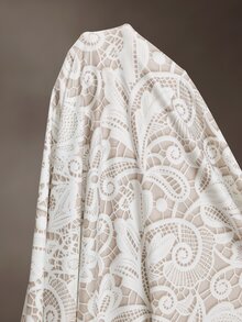 Cheriluna Maternity Maternity Lace Print Round Neck Long Sleeve Fitted Elegant Dress - Multicolor - View 4