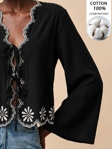 Travachic Women's Colorblock Casual Versatile Daily Wear Shirt - Black - View 2