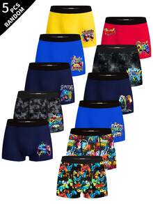 [5 Random Pieces]Boys' Boxer Briefs, Various Game Console Elements, Soft Skin-Friendly Fabric, Suitable For Boys Autumn Winter - Multicolor - View 3