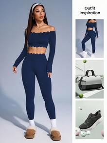 SHEIN Velisys Casual Sexy Fashion Lace Women Sports Sets For Running Yoga - Multicolor - View 7