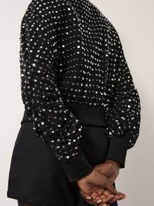 MERLEAU Women's Studded Zipper Fashion Versatile Long Sleeve Jacket - Black - View 7