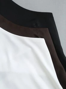 SHEIN Tall Women's Casual Minimalist Comfortable Versatile U-Neck Fitted Tank Top 3 Pieces Set In Black, White, And Coffee - Multicolor - View 4