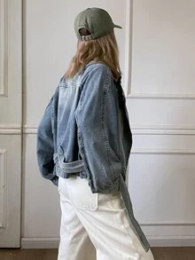 Livesso Women's Casual Versatile Daily Long Sleeve Denim Jacket Fall - Light Wash - View 2