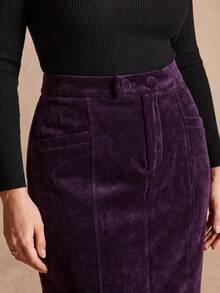 MOTF PREMIUM PLUS SIZE WOMEN'S AUTUMN/WINTER VELVET SOLID COLOR LONG STRAIGHT SKIRT - Purple - View 2
