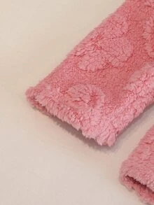 女童 2 件套雙面刷毛提花圓領長袖褲裝舒適居家服 毛絨款 秋冬 - 藕粉色 - 查看 6