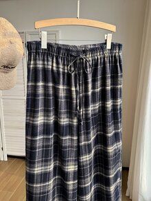 Comfortcana Plus Size Autumn/Winter Collegiate Style Straight Leg Pants - Navy Blue - View 4