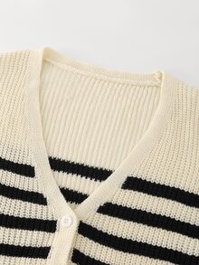 LUMIGAL Women's Casual Contrast Striped Cardigan, Autumn/Winter - Multicolor - View 5