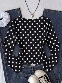 Áo thun tay dài dệt kim cổ vuông dáng ôm casual mới mùa thu cho bé gái tuổi tween - Nhiều màu - Xem 2