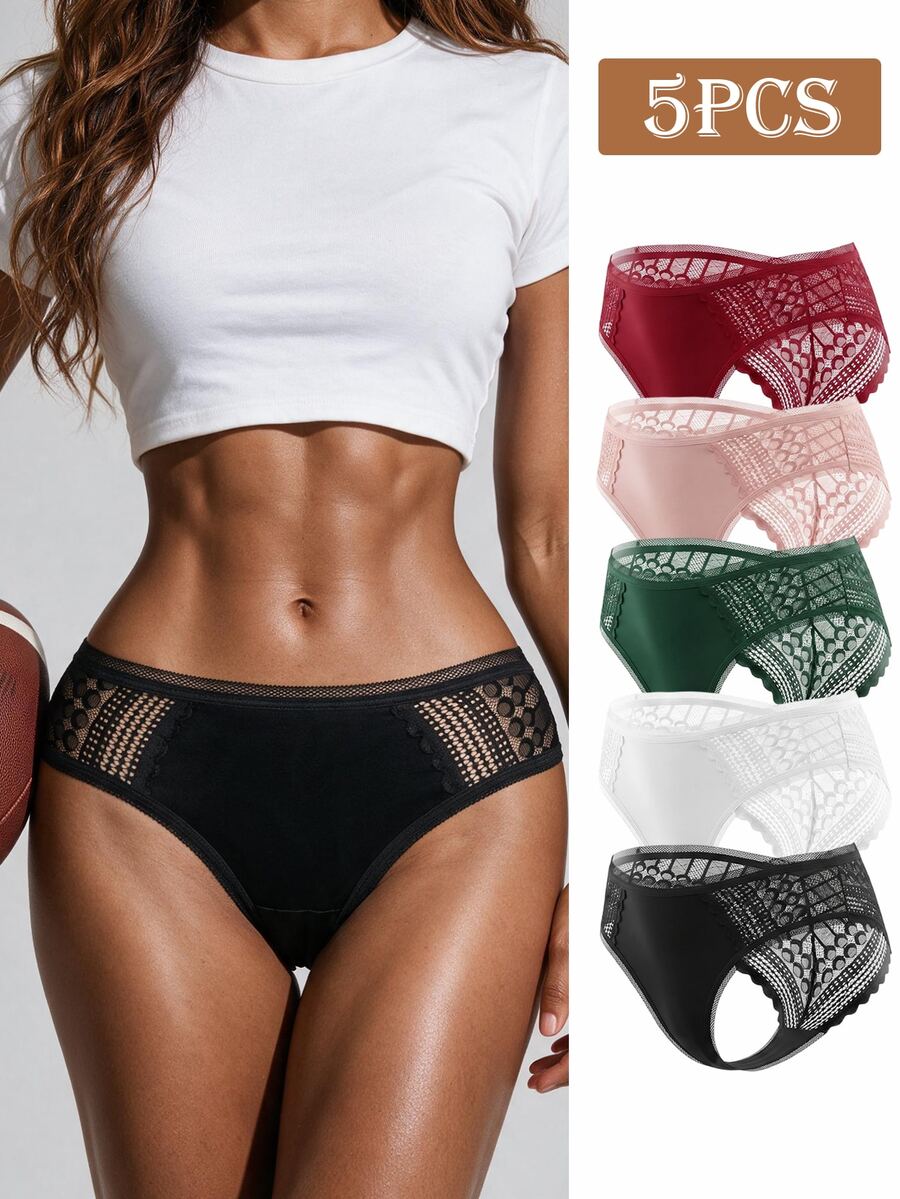 SHEIN Velisys Women's Lace Sexy Daily Sports Triangle Panties - Multicolor - View 1