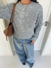 Aloruh Women's Casual Ribbed Patchwork Long Sleeve Everyday Sweater Knit Turtleneck Women Fall Winter Sweater - Grey - View 5